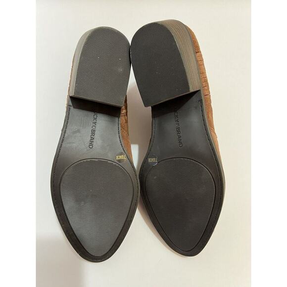 Lucky Brand Womens Suede Ankle Boots Size 7.5 No Zip Chestnut Brown Boho Cowgirl - Picture 7 of 9